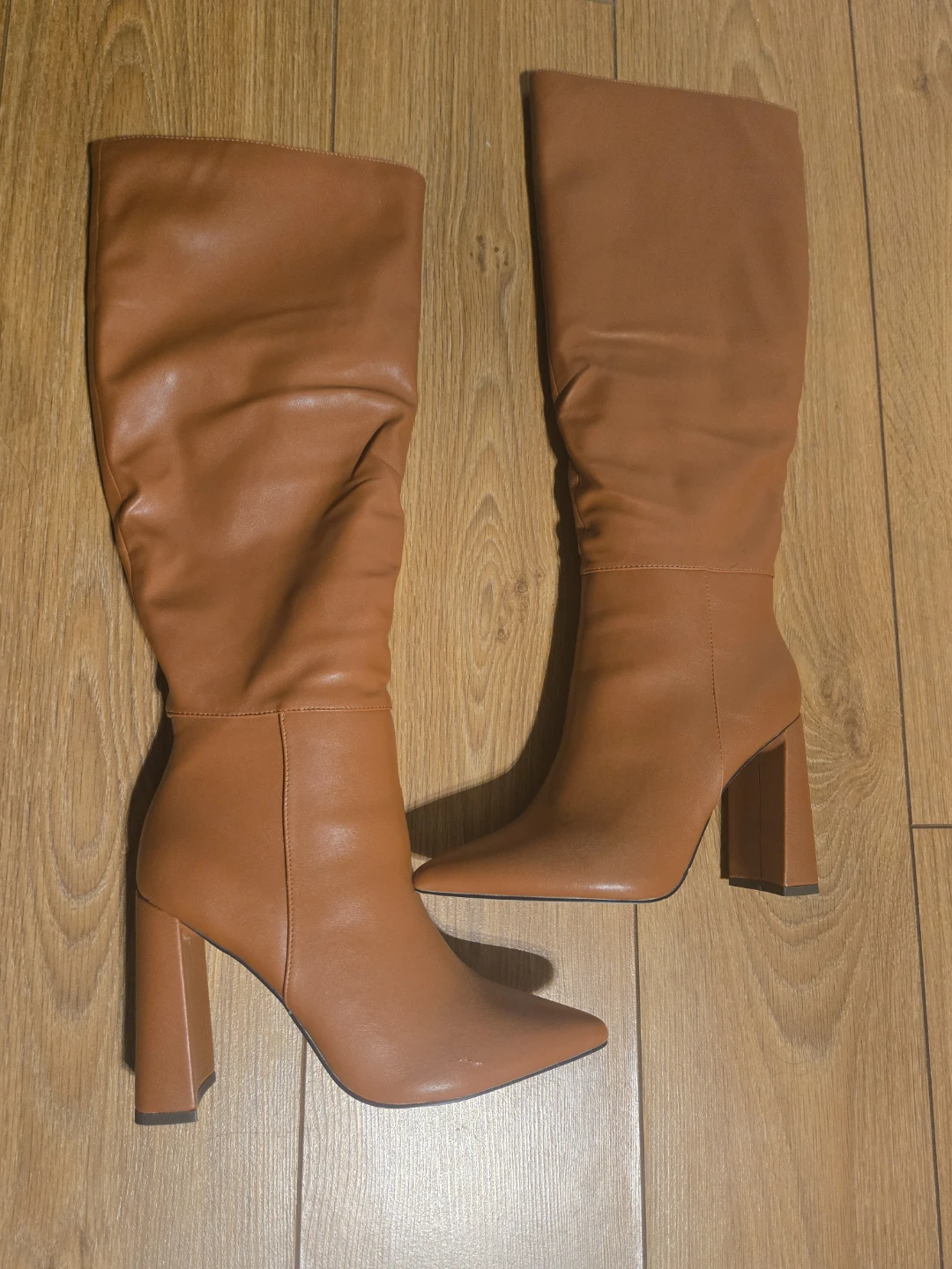 Brown Faux Leather Knee-High Boots - photo 2