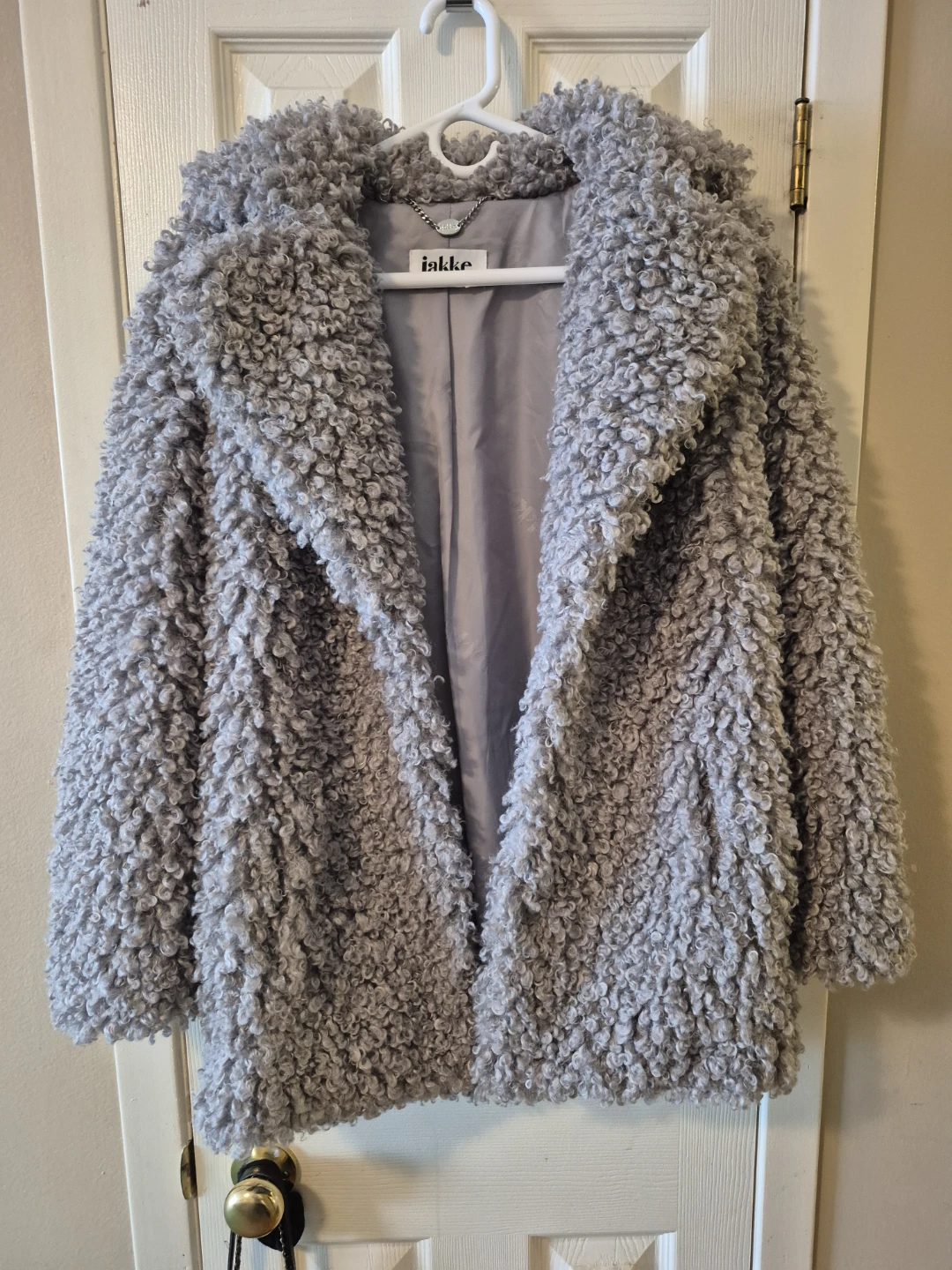 Jakke Grey Faux Fur Teddy Coat