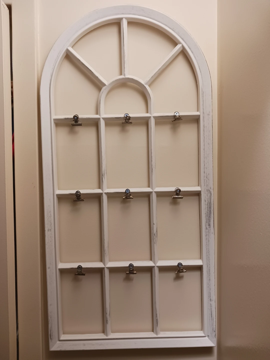 White Window Frame Photo Display w/ Clips