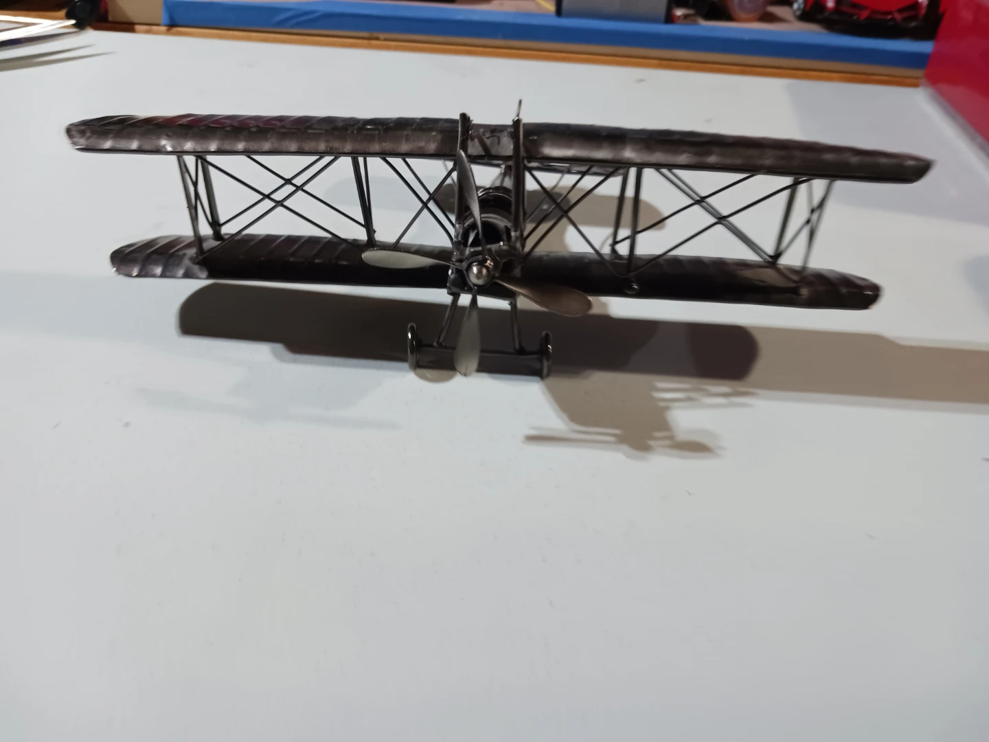Vintage Metal Biplane Desk Decor