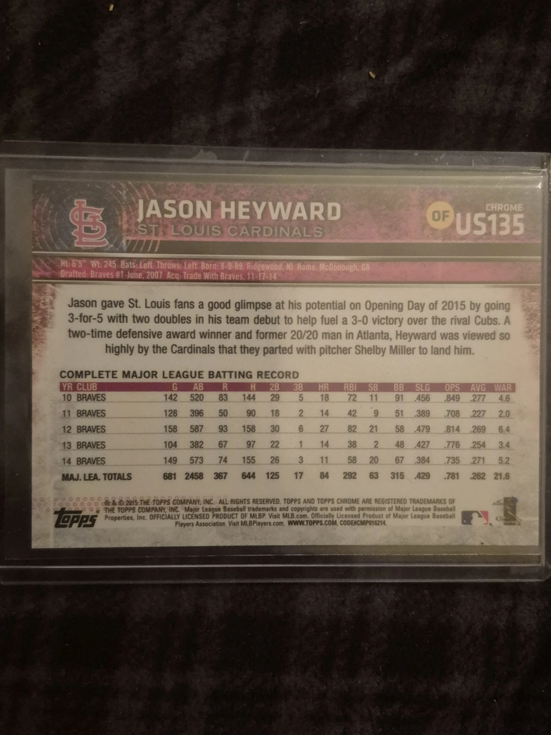 Topps Chrome Jason Heyward St. Louis Cardinals Baseball Card - photo 3