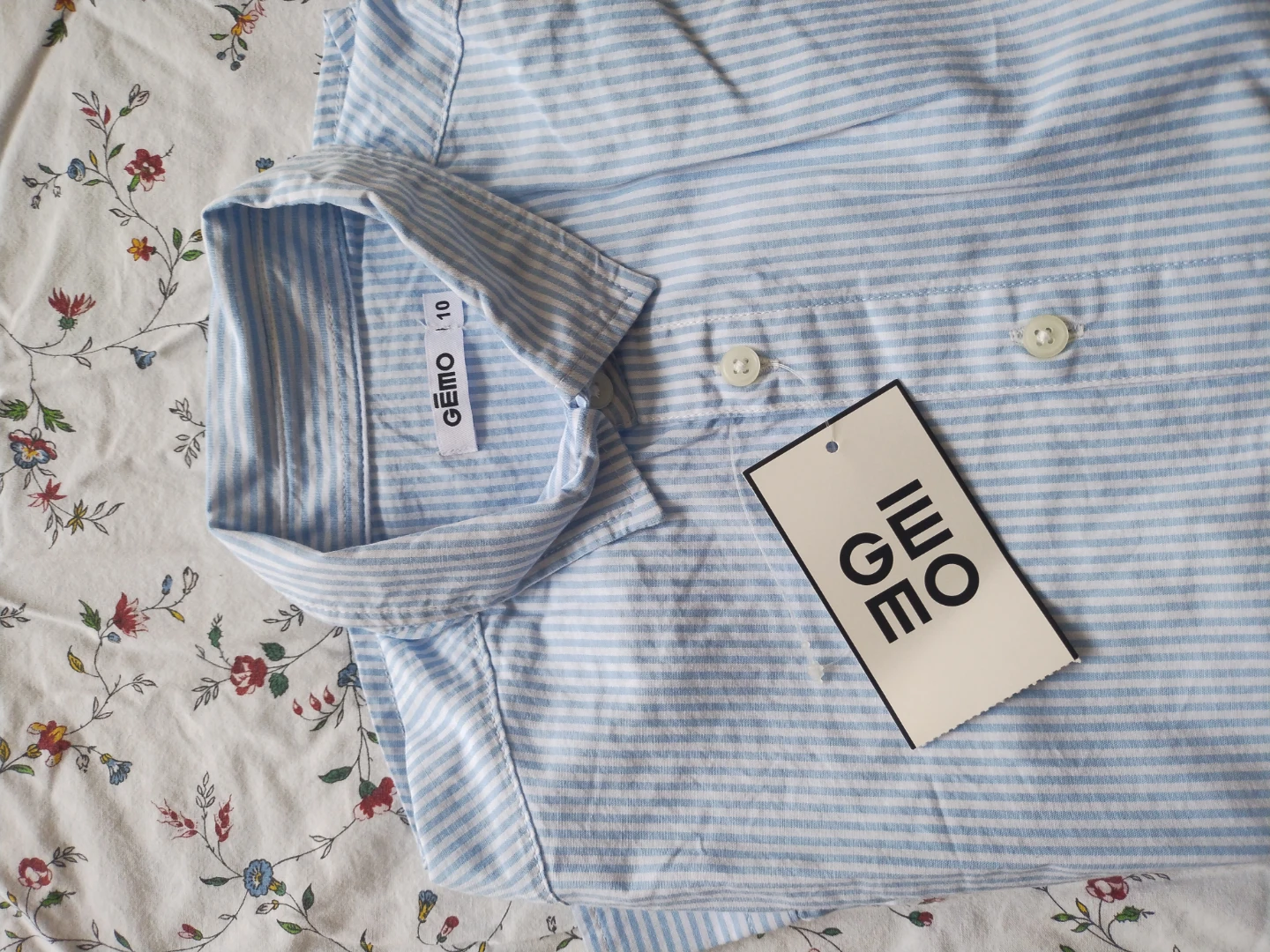 Gemo Striped Long Sleeve Shirt - Blue/White