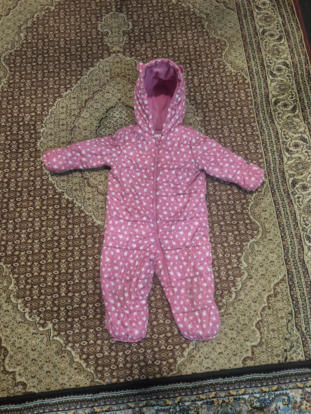 Pink Floral Baby Snowsuit