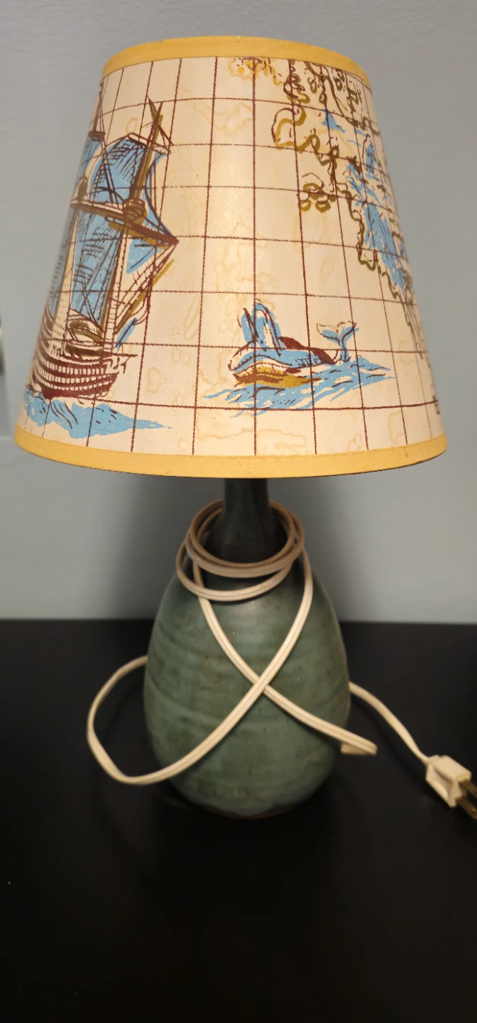 Ceramic Lamp with Nautical and Map Shade