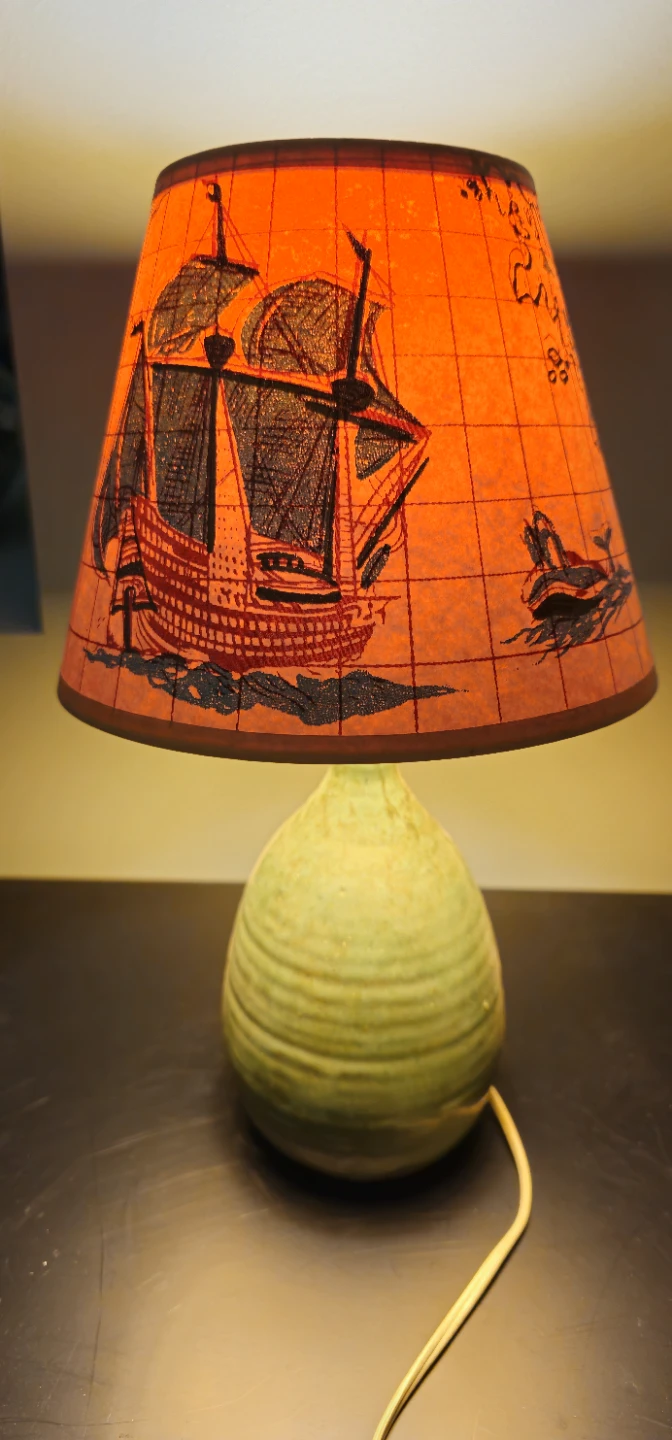 Ceramic Lamp with Nautical and Map Shade - photo 3