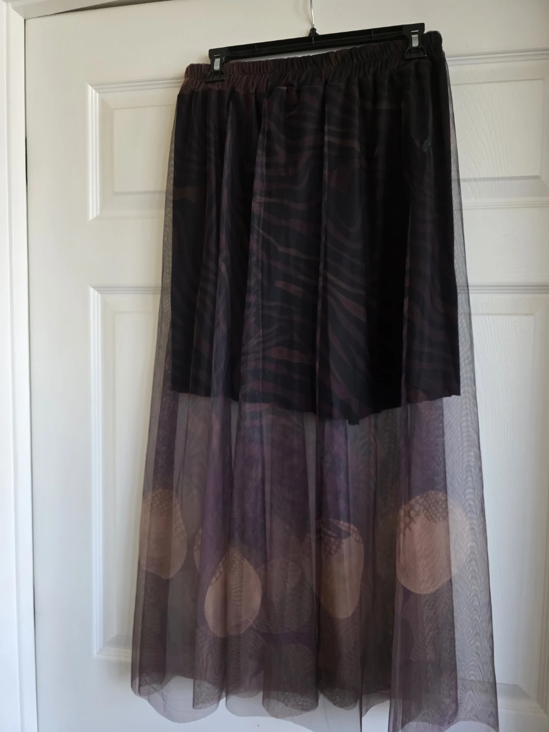 Women's Sheer Tulle Midi Skirt with Print