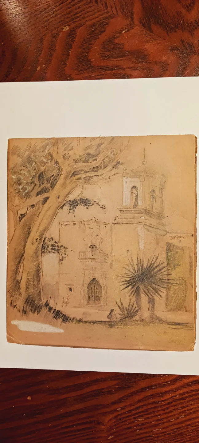 Old Vintage 1940s Authentic Pencil Drawing. Not framed. - photo 3