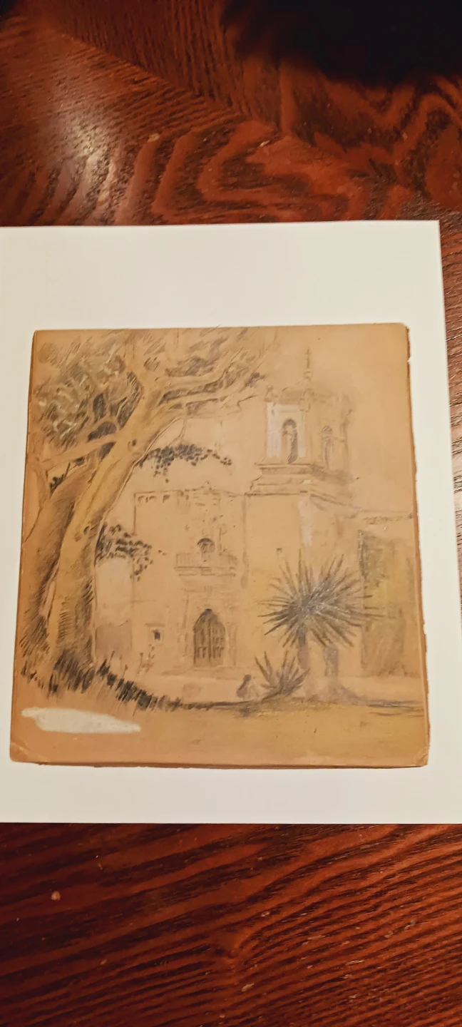 Old Vintage 1940s Authentic Pencil Drawing. Not framed. - photo 4
