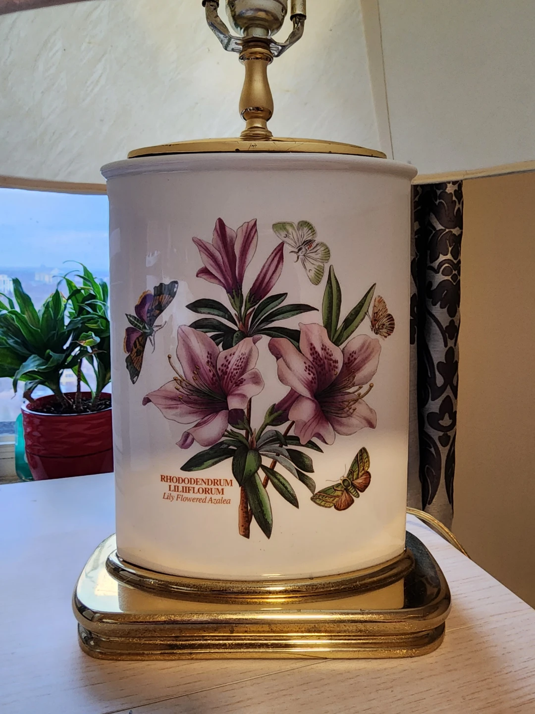 Vintage Lily Flowered Azalea Table Lamp - photo 4