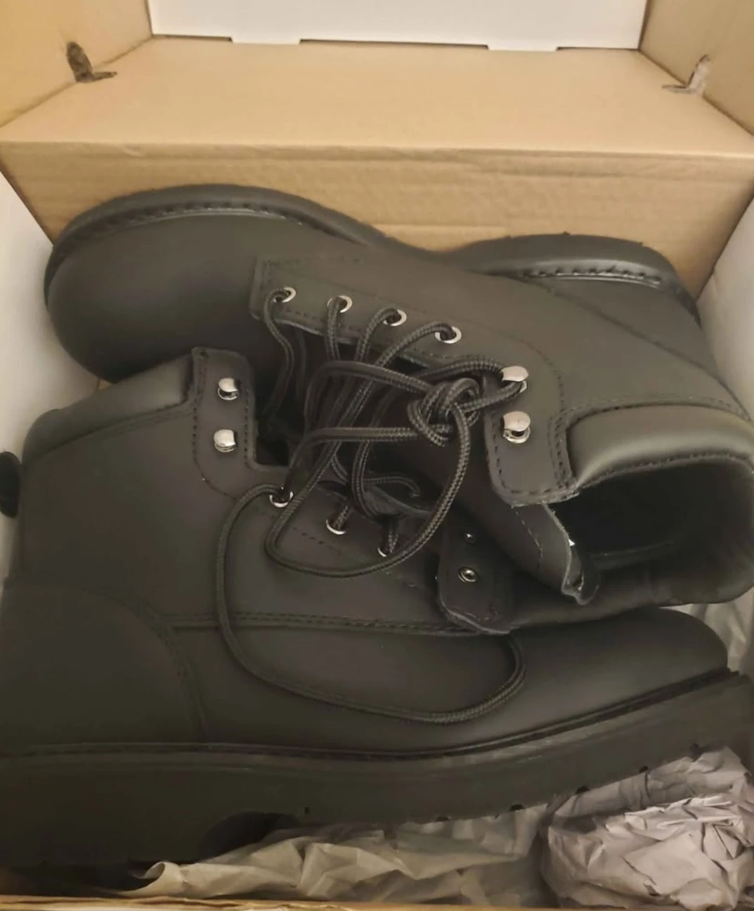 Work America Men's 6" Brawny Leather Work Boots - Black