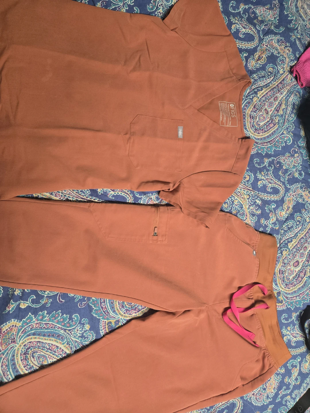 FIGS Scrub Top and Pants Set - Burnt Orange