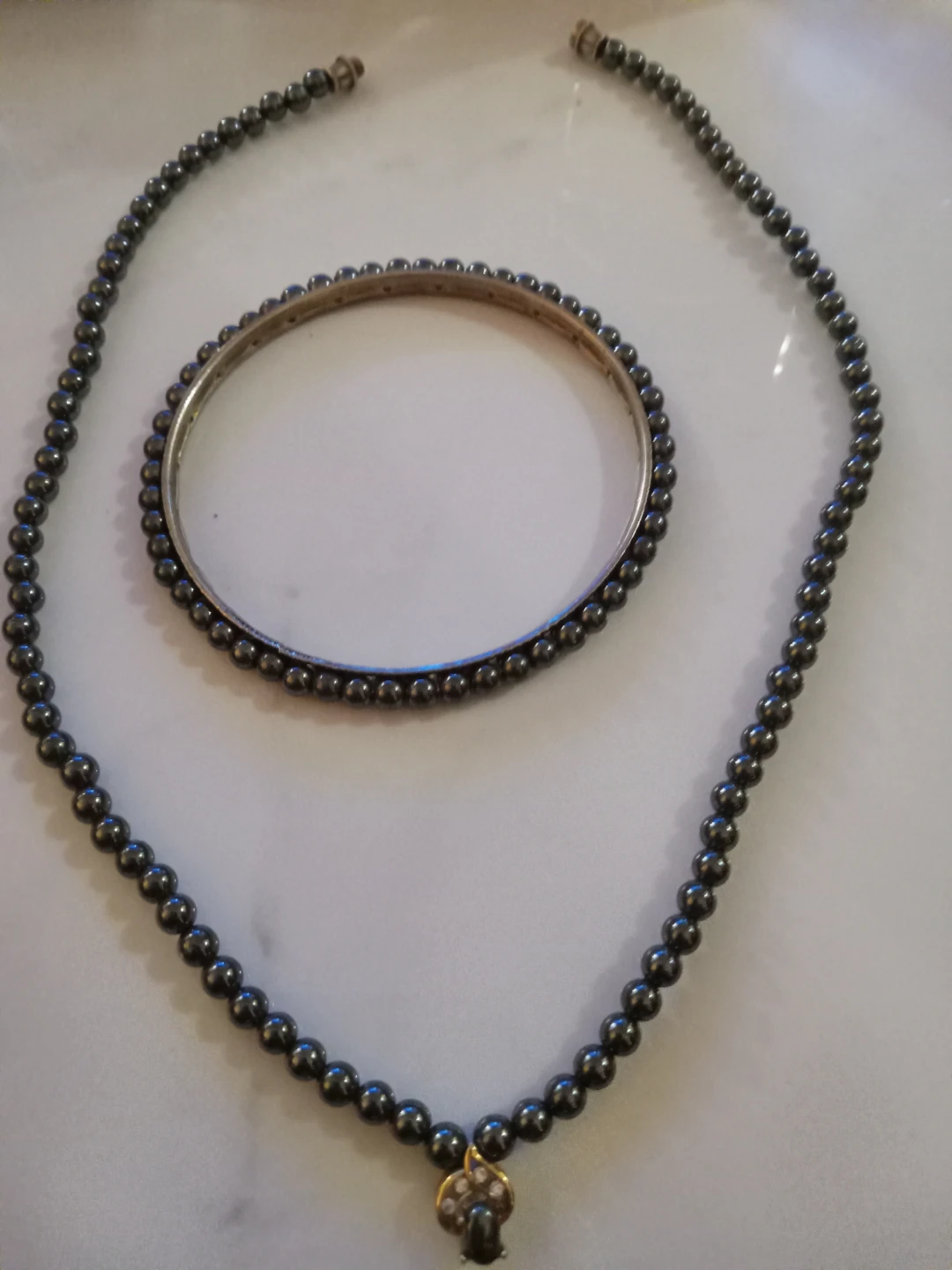 Hematite Necklace & Bangle Set
