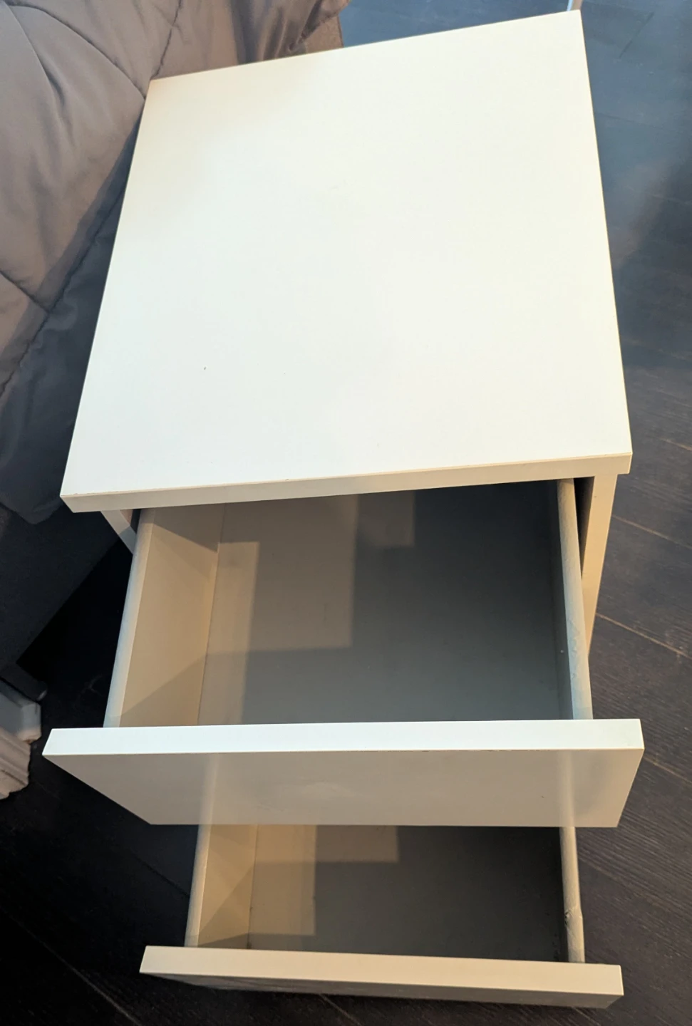 White IKEA Malm Nightstand w/Tempered Glass Top - photo 2