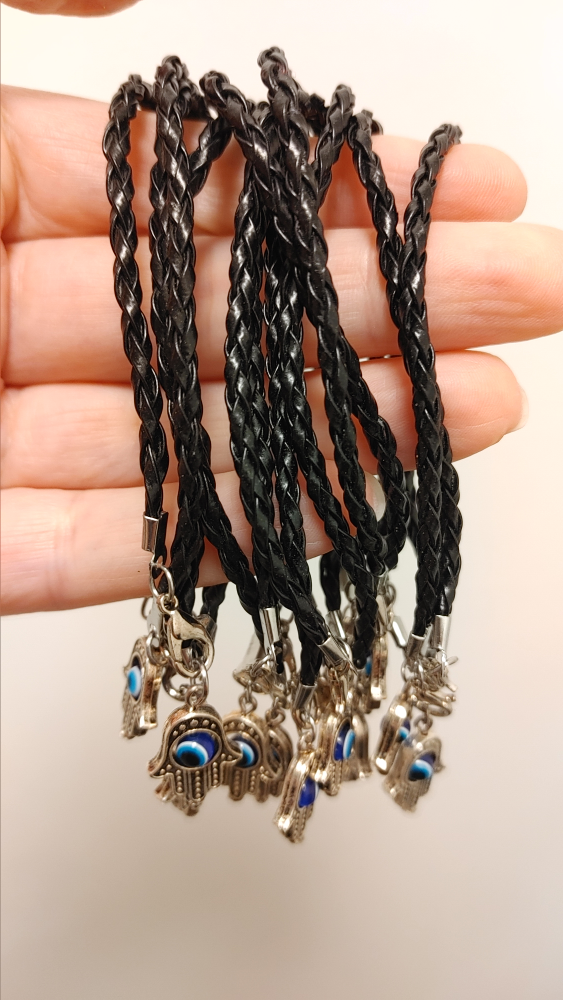 Handmade Braided Bracelet with Hamsa Charm - photo 3