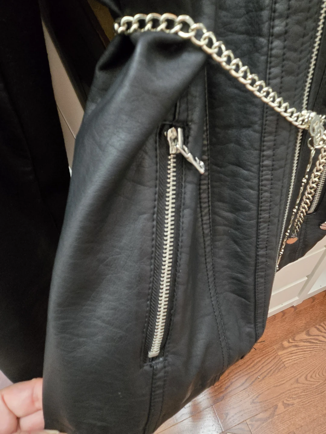 Black Faux Leather Jacket - photo 4