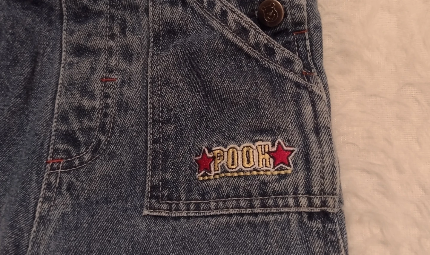 Vintage Winnie The Pooh Denim Overalls 18 M Basketball 66 Disney - photo 2
