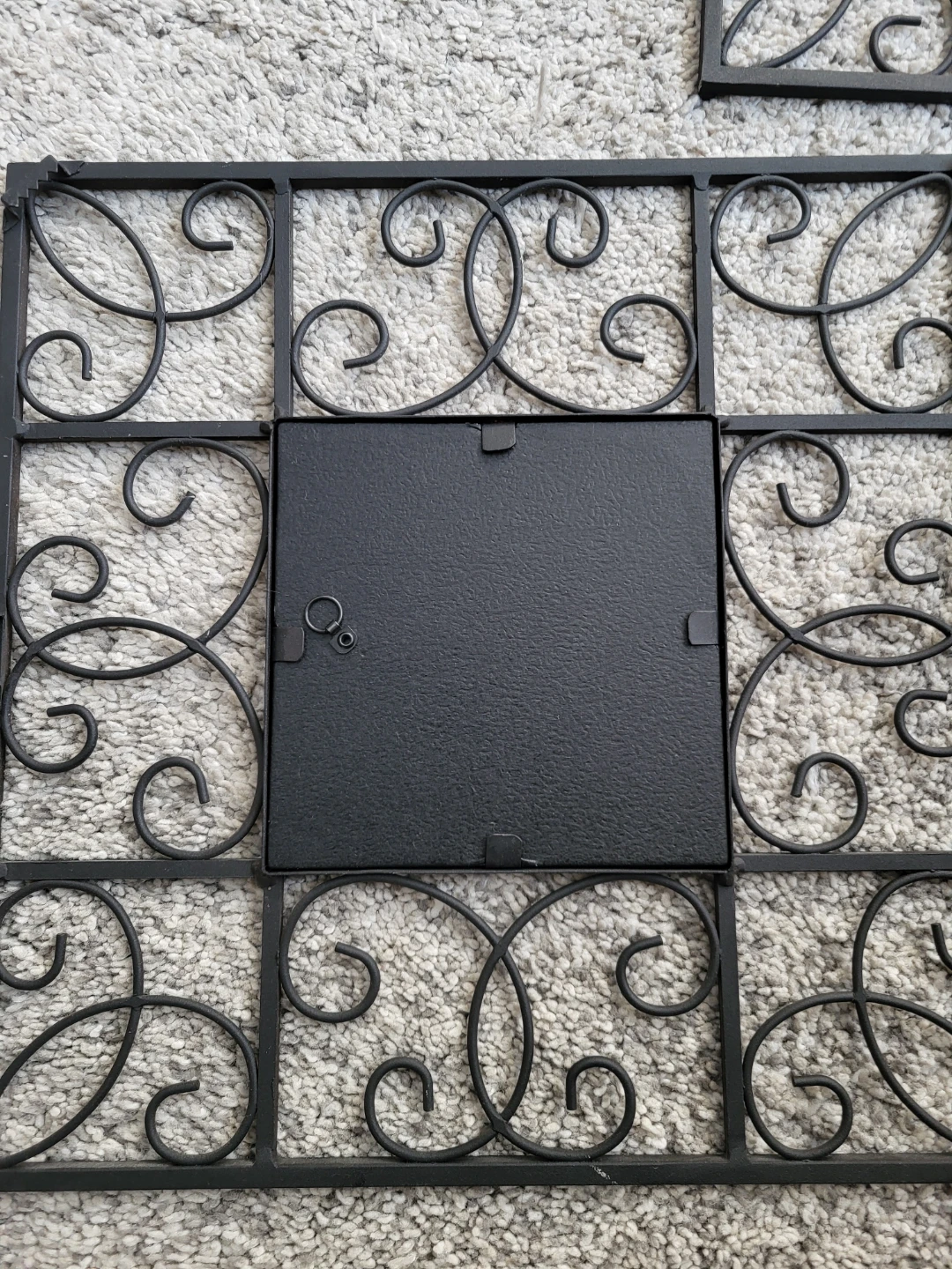 Set of 3 Black Metal Scrollwork Square Wall Mirrors - photo 3