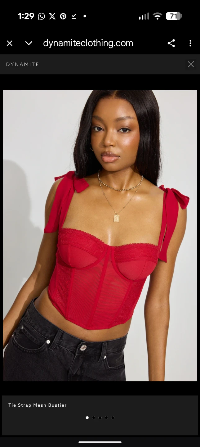 Dynamite Tie Strap Mesh Bustier - Red - photo 2