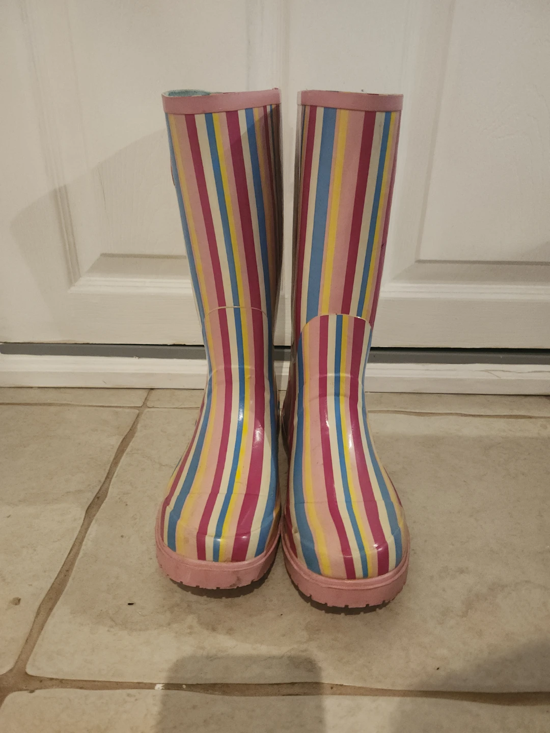 LaSenza Girl Rainbow Striped Rain Boots Size 7