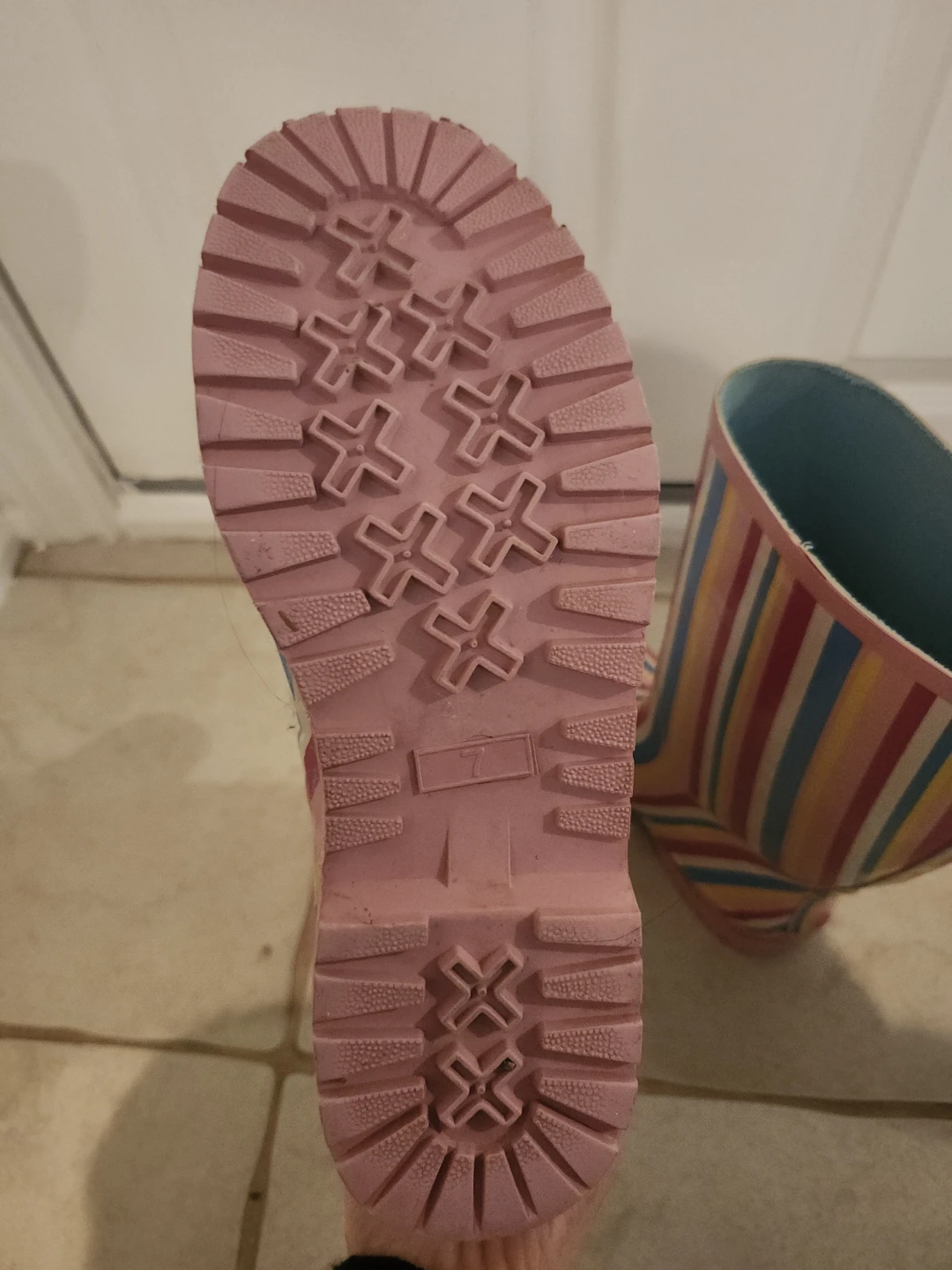 LaSenza Girl Rainbow Striped Rain Boots Size 7 - photo 3