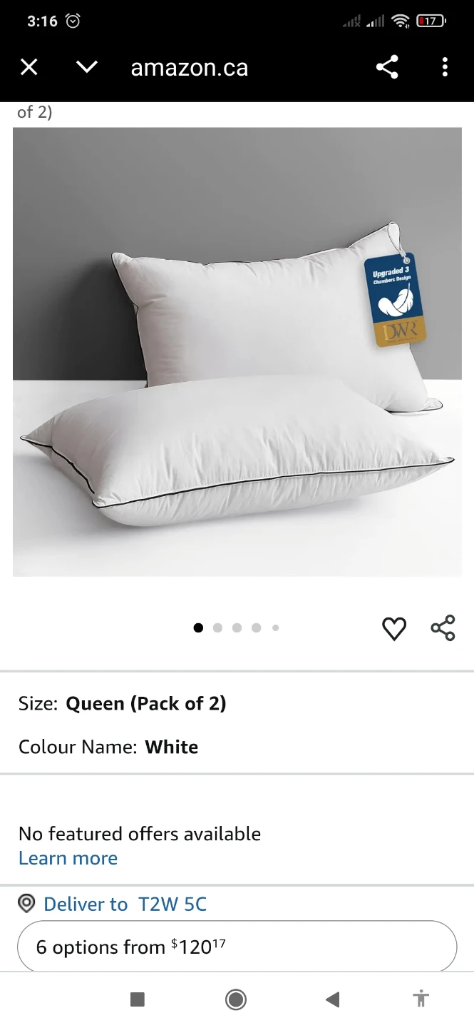 New set of 2 Comfy Luxury Feather Pillow - White - photo 2