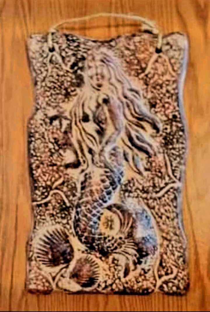Unique Antique Cast Iron Mairmaid & Sea Fossils Plaque - photo 2