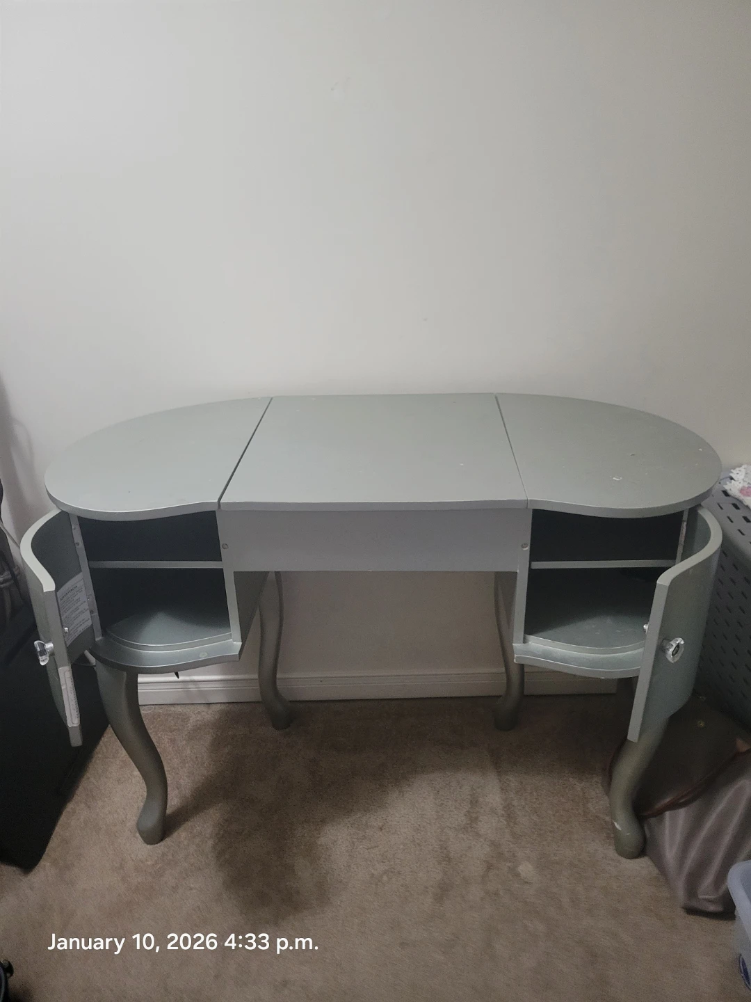Grey Vanity Desk with Mirror - photo 2