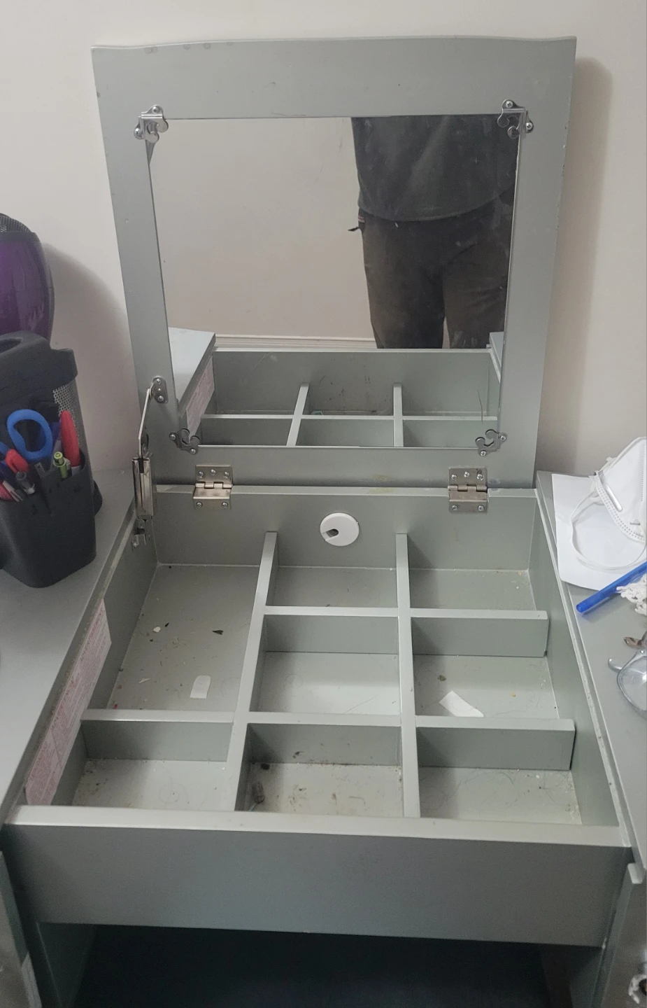Grey Vanity Desk with Mirror - photo 3
