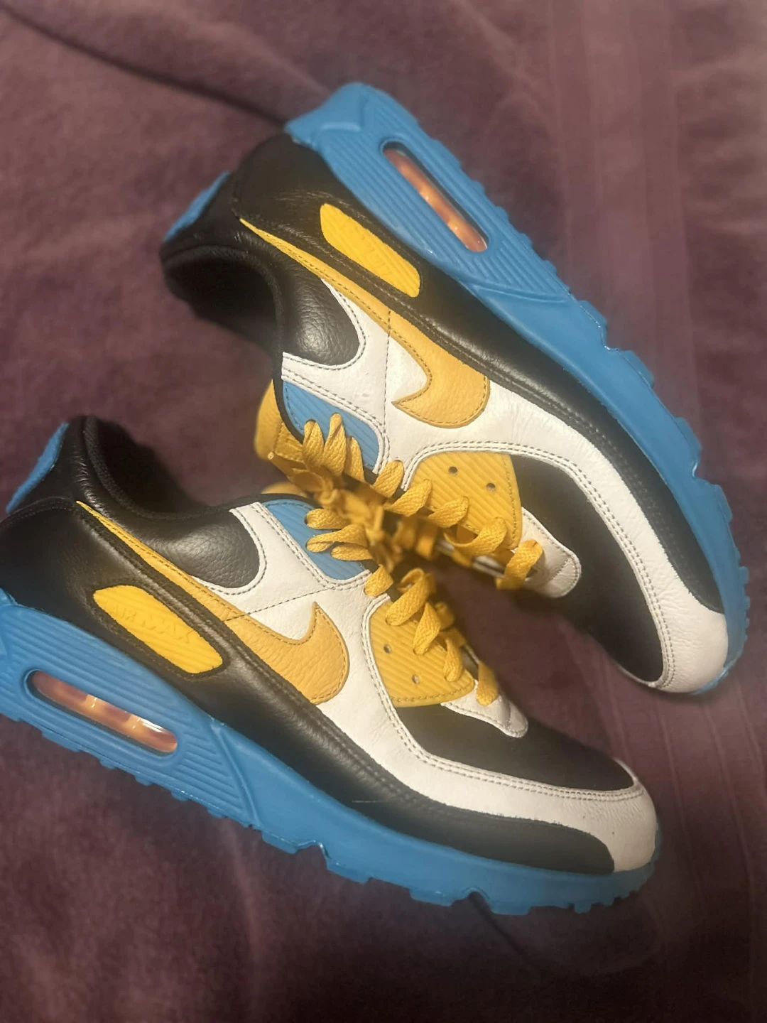 Nike Air Max 90 Shoes - Black, Yellow, Blue - photo 2