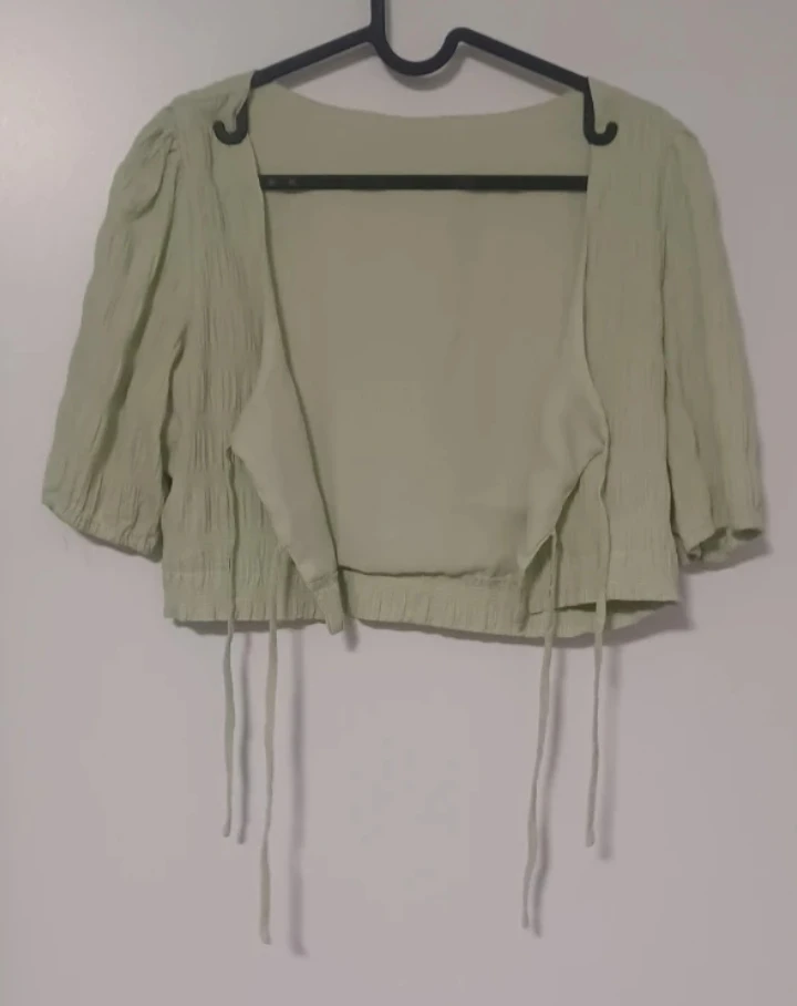 Green Tie-Front Crop Top