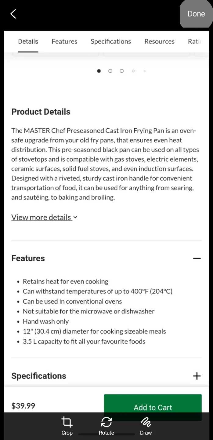 (NEW) Master Chef 12-inch (30.4cm)Cast Iron Frying Pan - photo 5