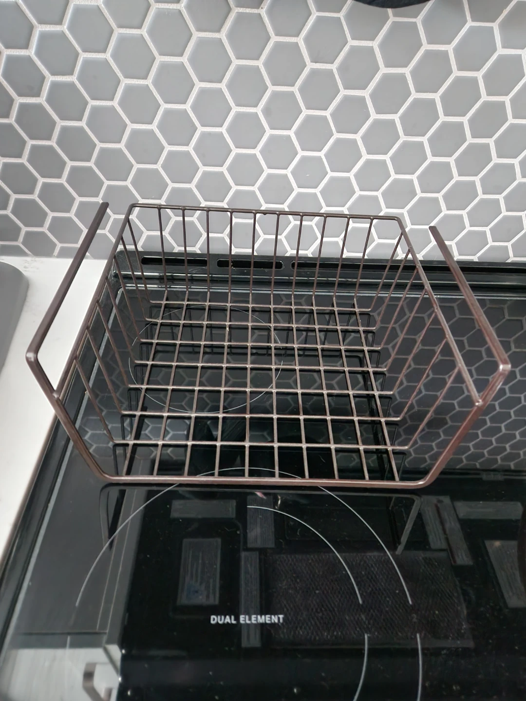 Wire Storage Basket, hangs from shelf