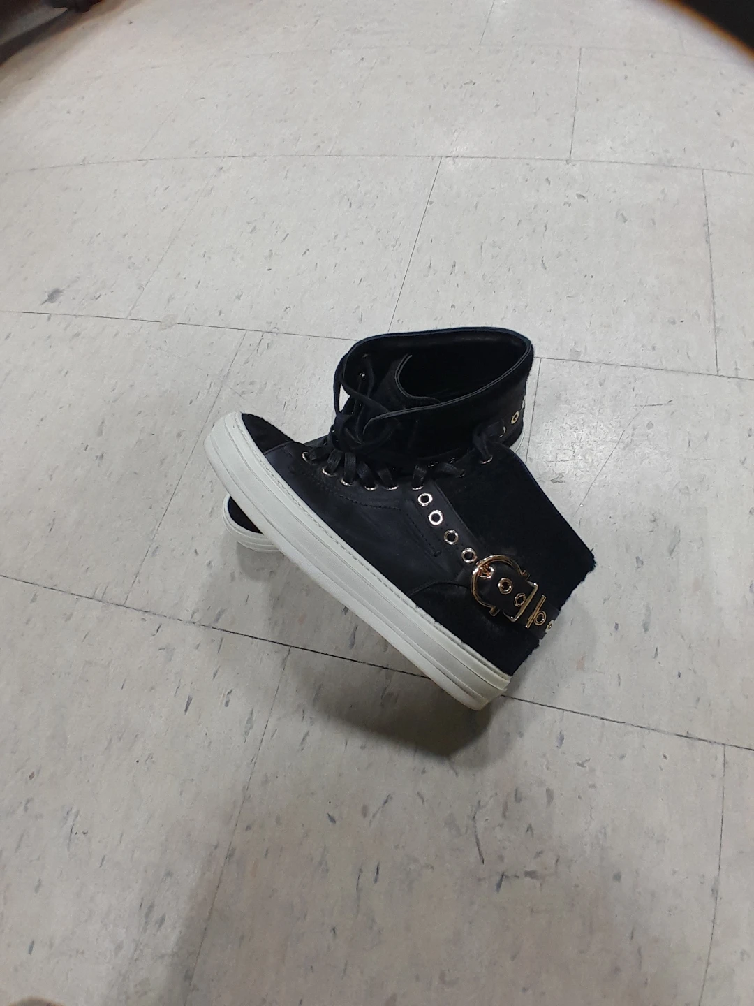 Black High-Top Sneakers with Gold Buckle original Ferragamo 7 - photo 5