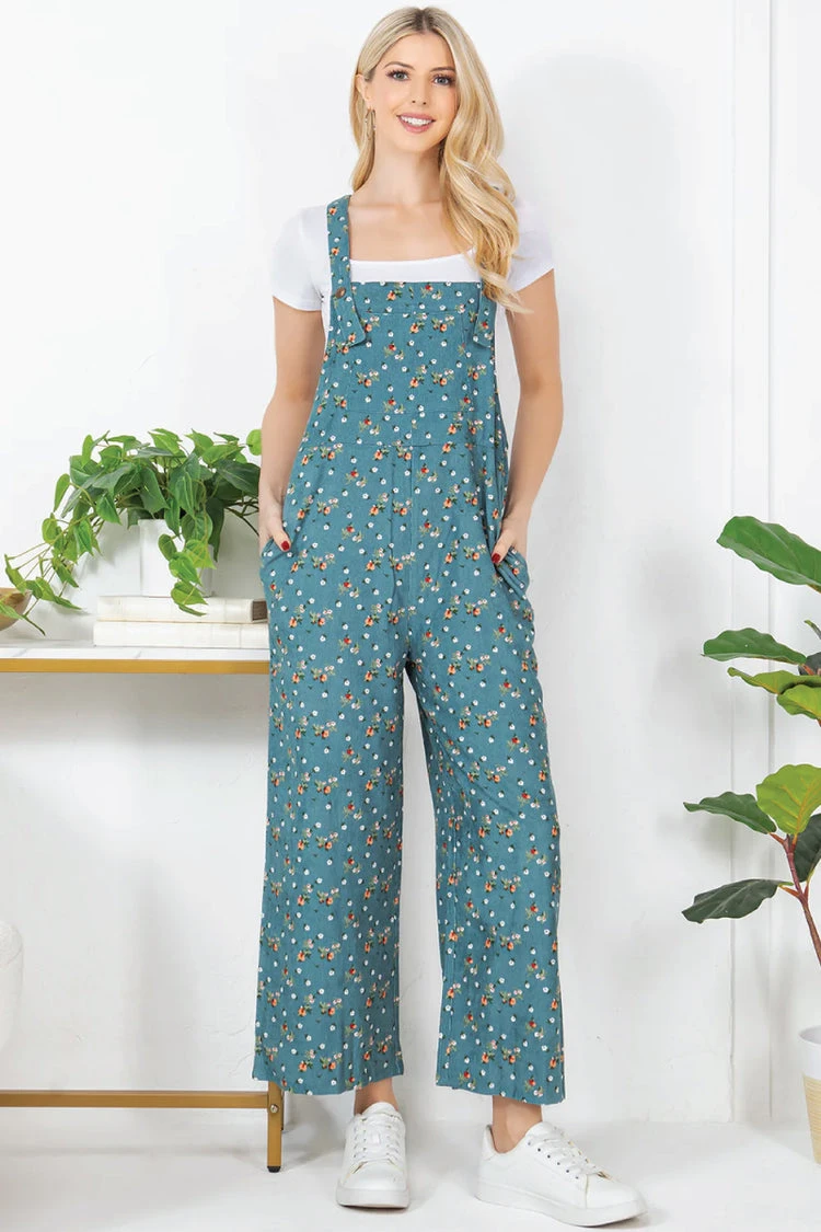 LA Soul Floral Corduroy Overalls