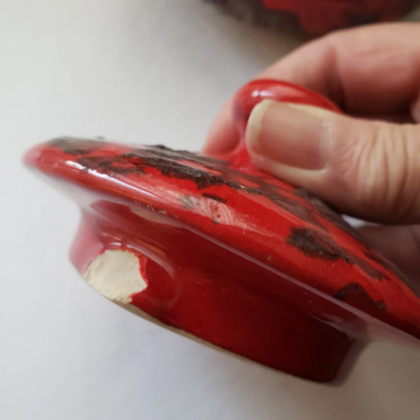 Red Ceramic Teapot with lava texture - photo 4