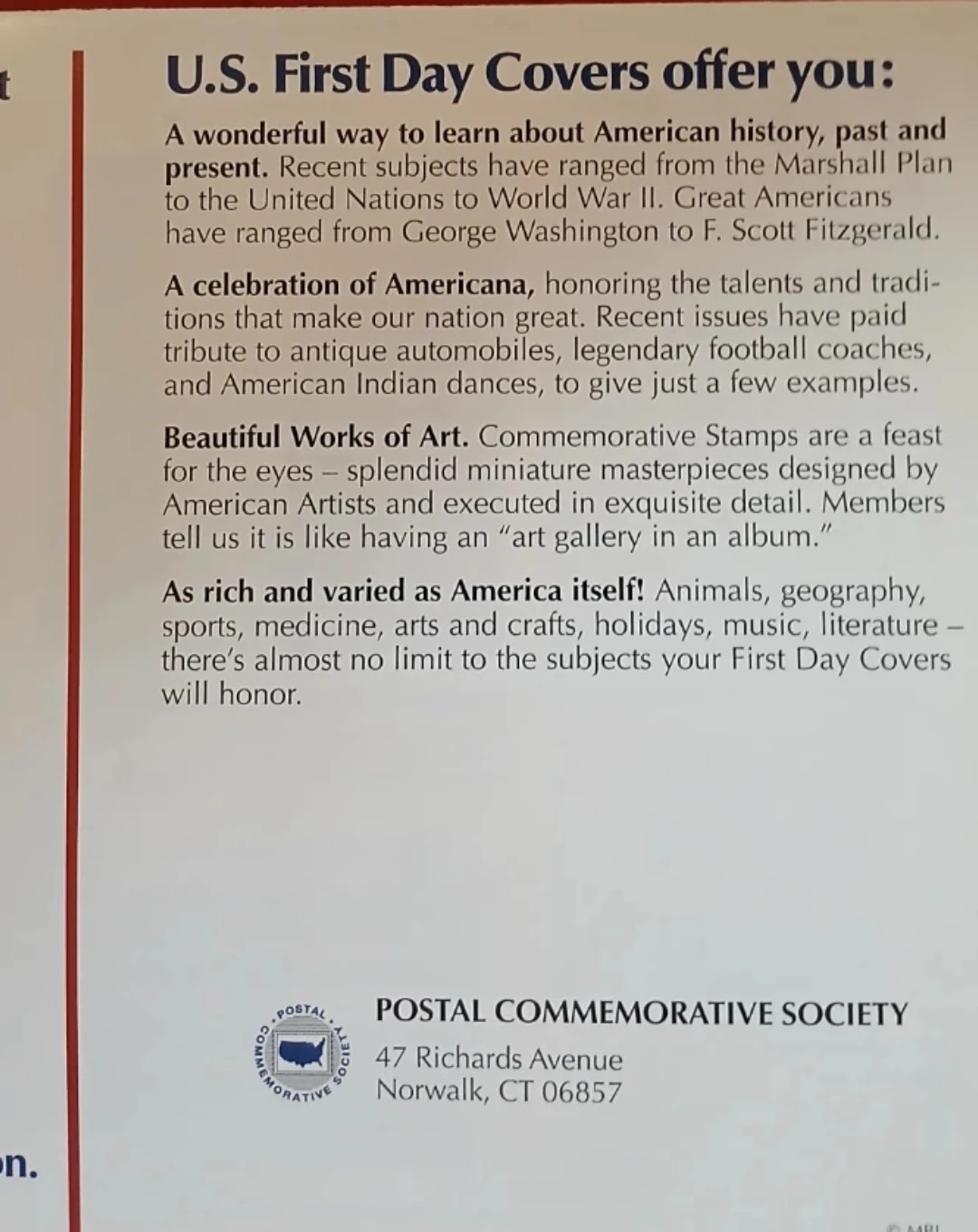 POSTAL COMMEMORATIVE SOCIETY 1ST DAY COVER - photo 4