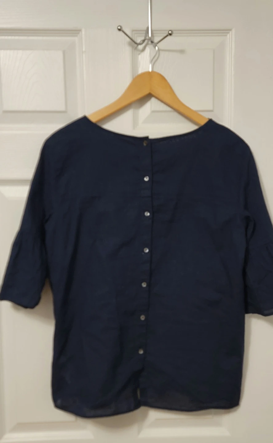 TOM TAILOR Navy Cotton Linen Blend Blouse Size 38 - photo 3