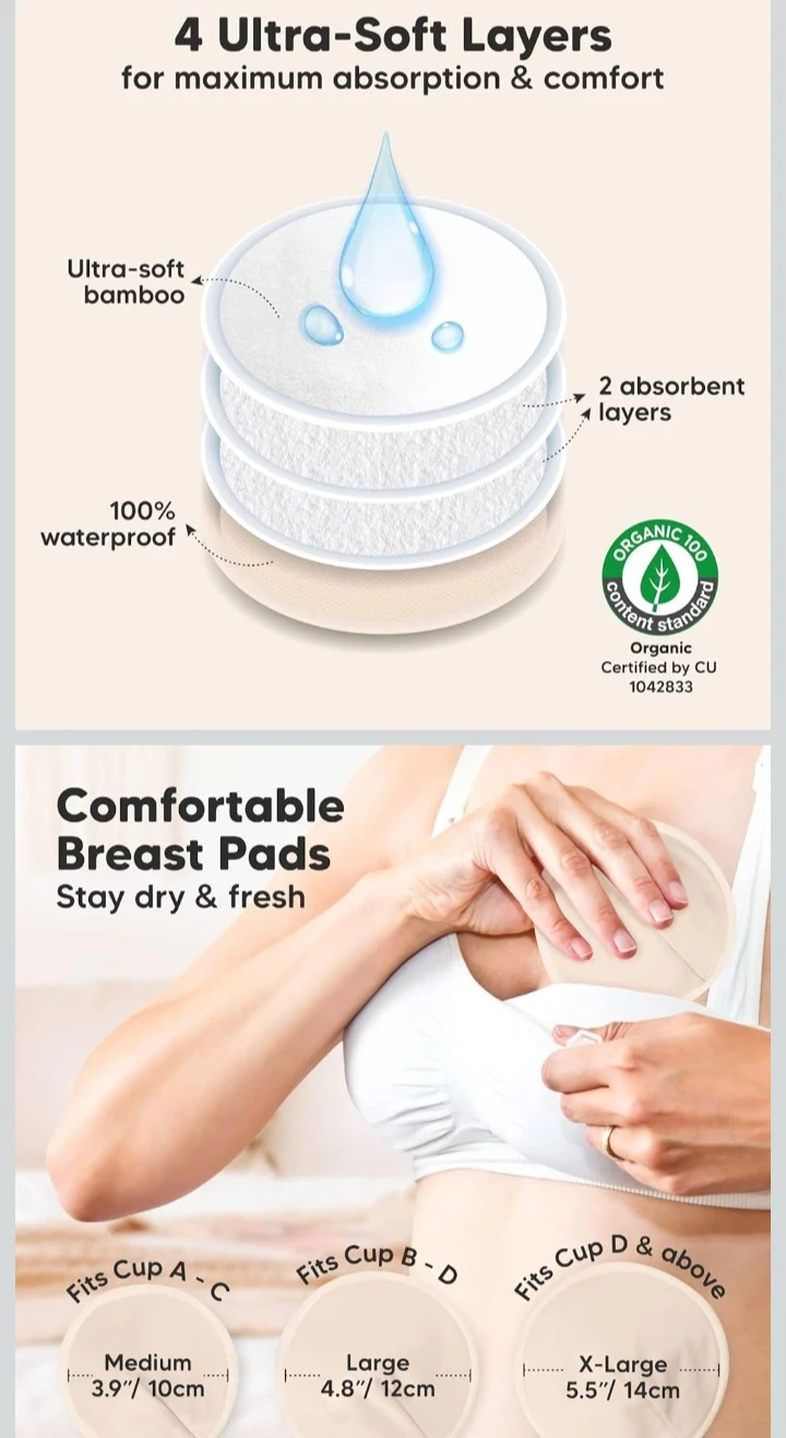 NEW!   14 KeaBabies Organic Bamboo Nursing Pads - Large - photo 4