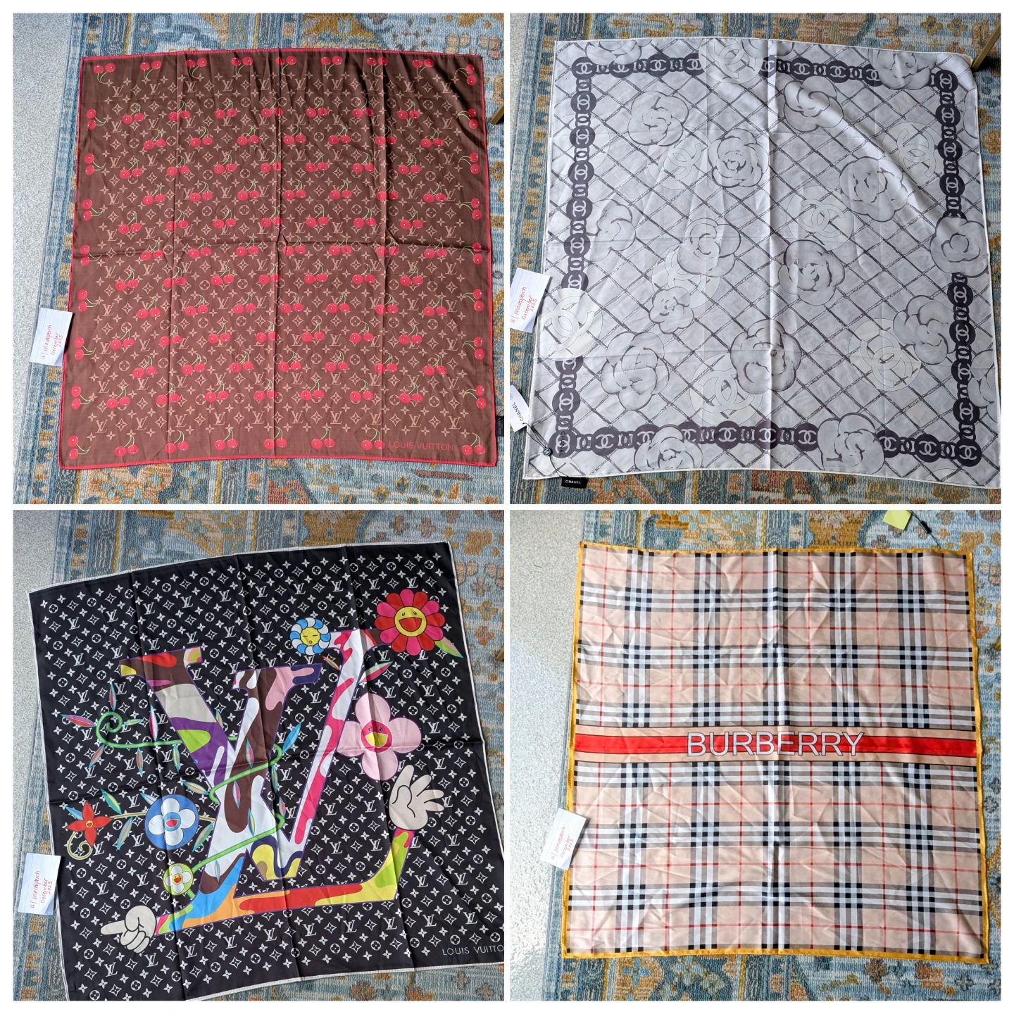 Designer silk scarves - brand new - 34x34 inches