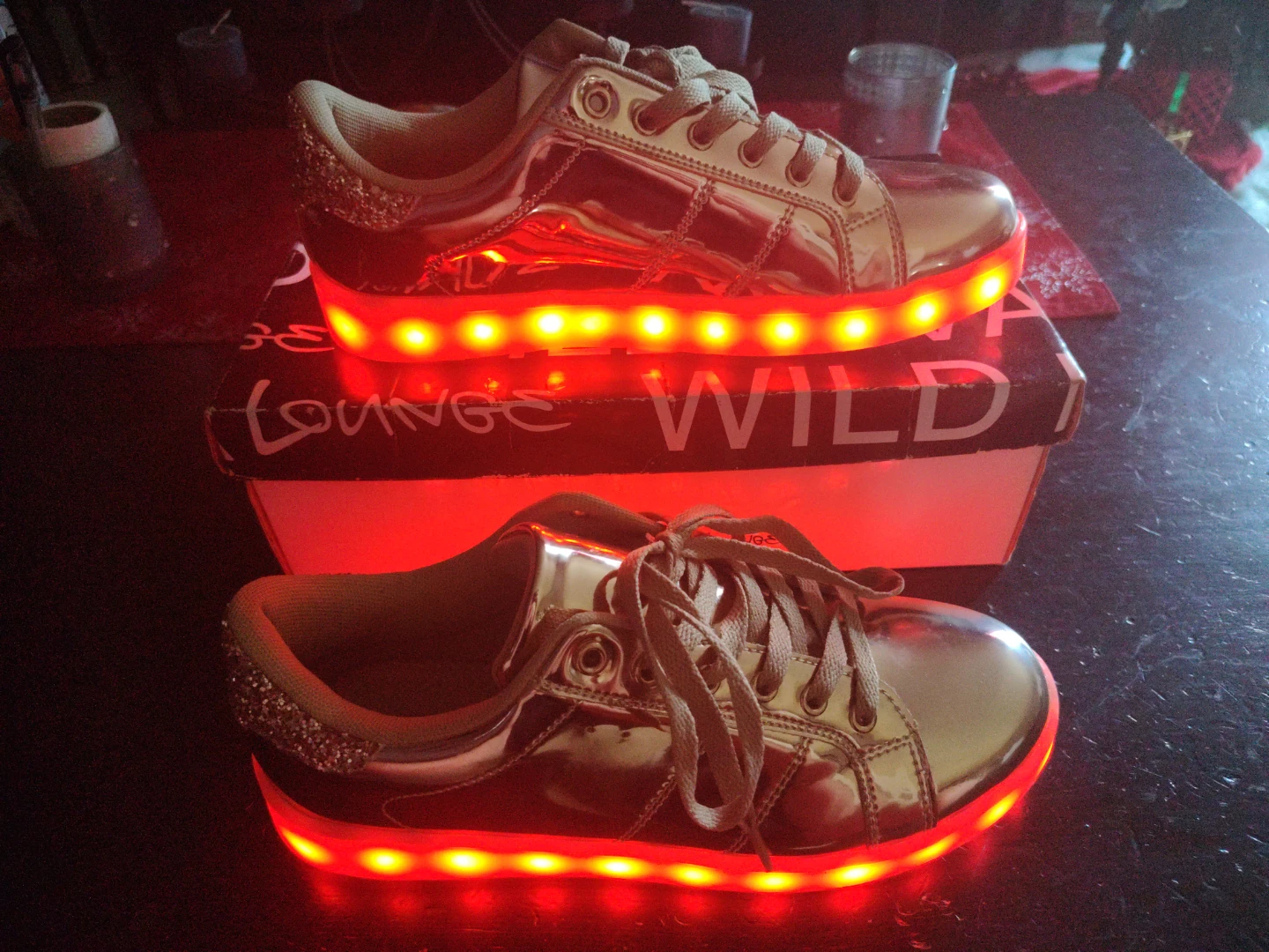 Wild Diva Lounge Rose Gold Light Up Sneakers