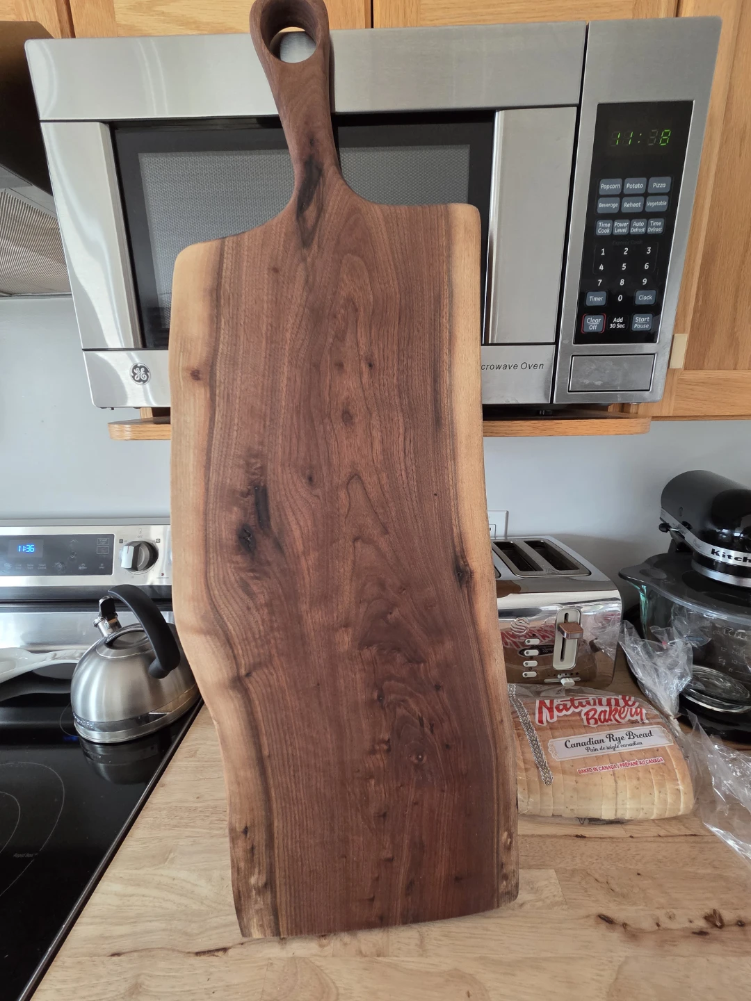 Live Edge Handled Wooden Charcuterie Board.... Dark Walnut