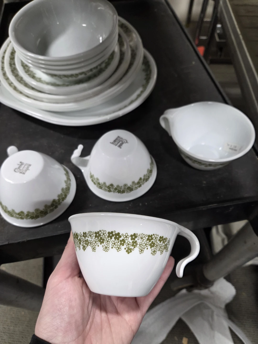 Corelle Green Floral Soup Bowls/Cups with Handles - photo 3