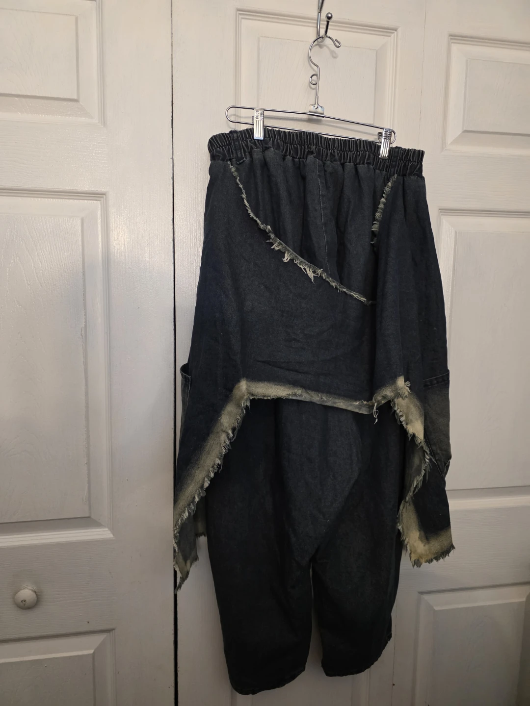 Distressed Patchwork Denim Cargo Pants - photo 2