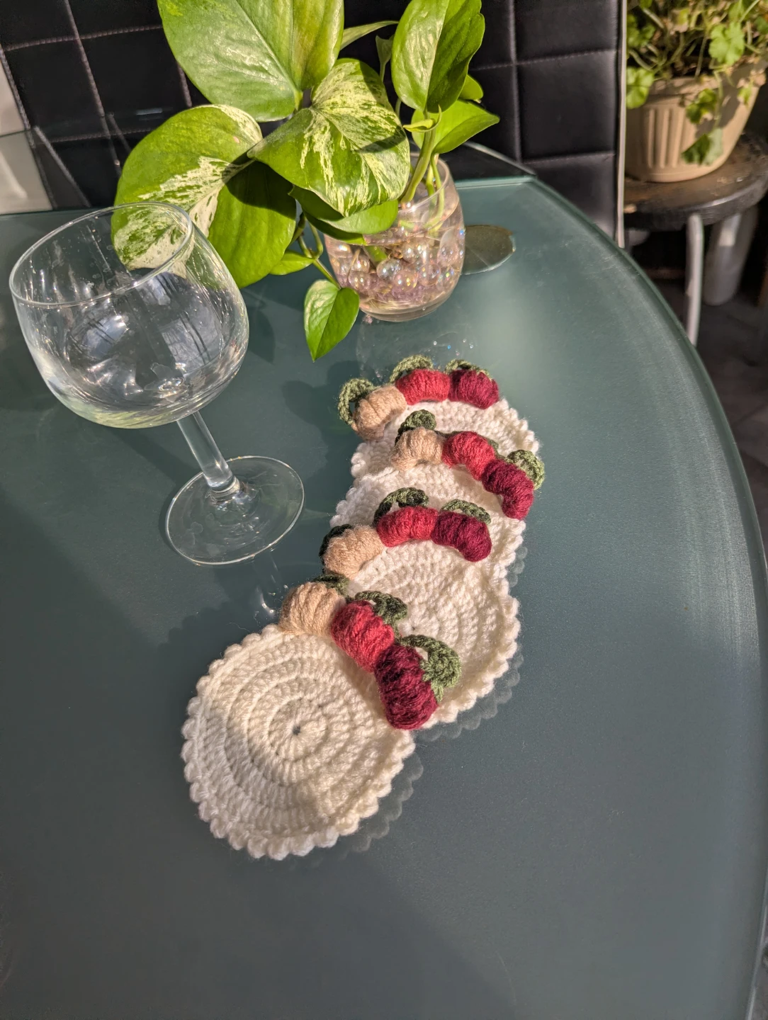 Handmade pumpkin Crochet Coasters - Set of 4