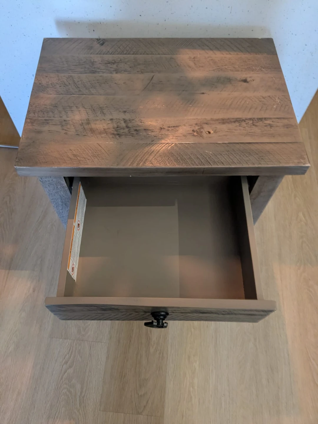 Wood Nightstand with Drawer & Cabinet