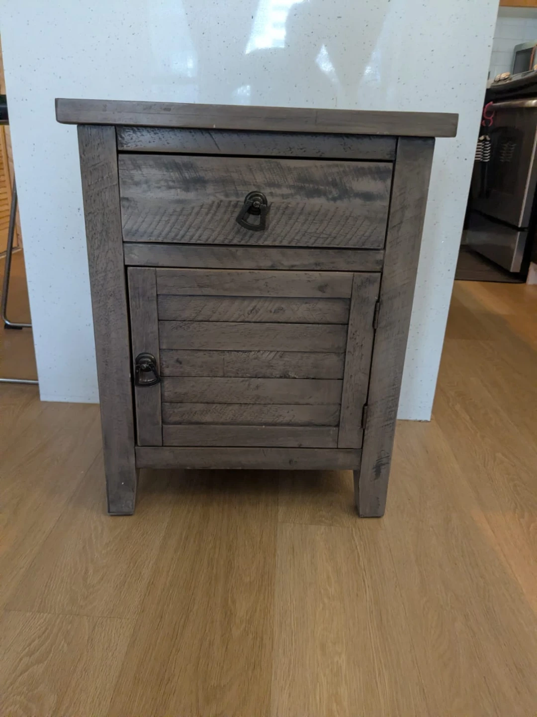 Wood Nightstand with Drawer & Cabinet - photo 2