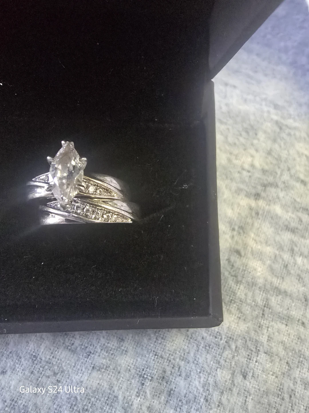 Marquise Cut Engagement Ring Wedding Band Set 925