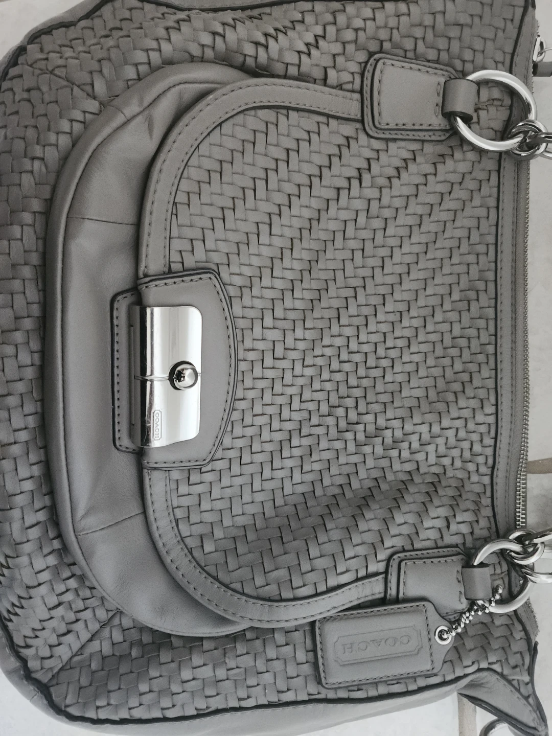 Coach Grey Woven Leather Shoulder Bag - photo 3