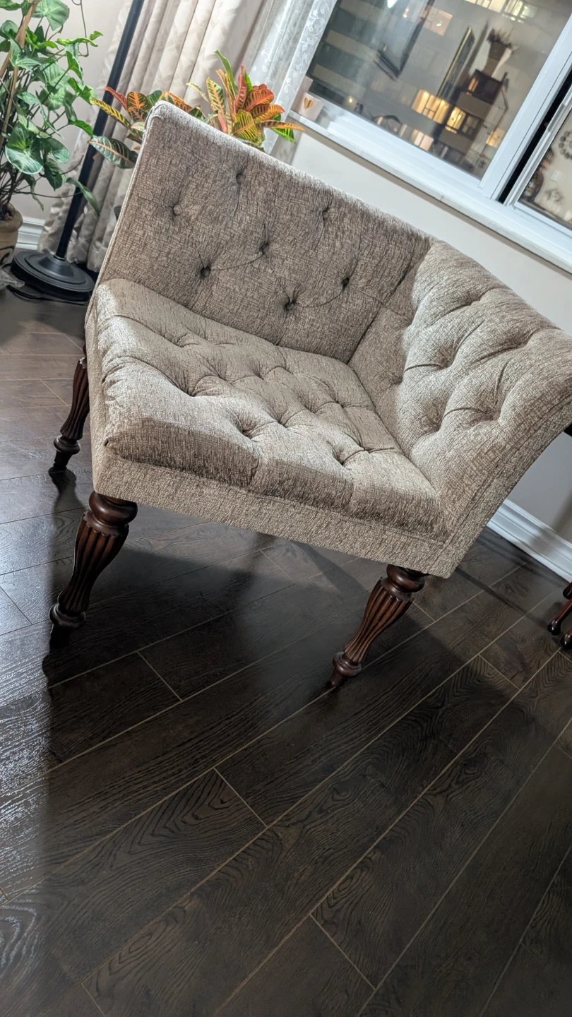 🥕 Tufted Corner Chair - Beige Fabric - photo 2