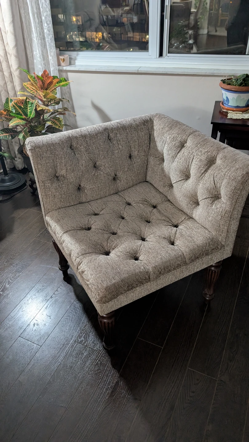 🥕 Tufted Corner Chair - Beige Fabric - photo 3